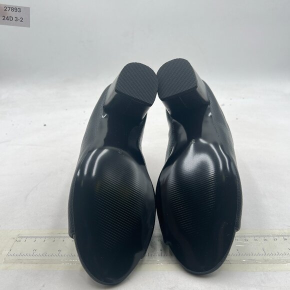 YDN Black Stylish Peep Open Toe Block Low Heel Mules Comfy Slide Sandals - Picture 6 of 7